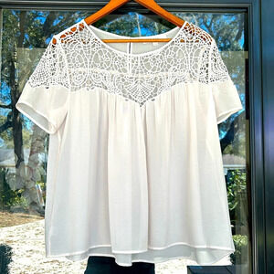 LOFT sheer white blouse